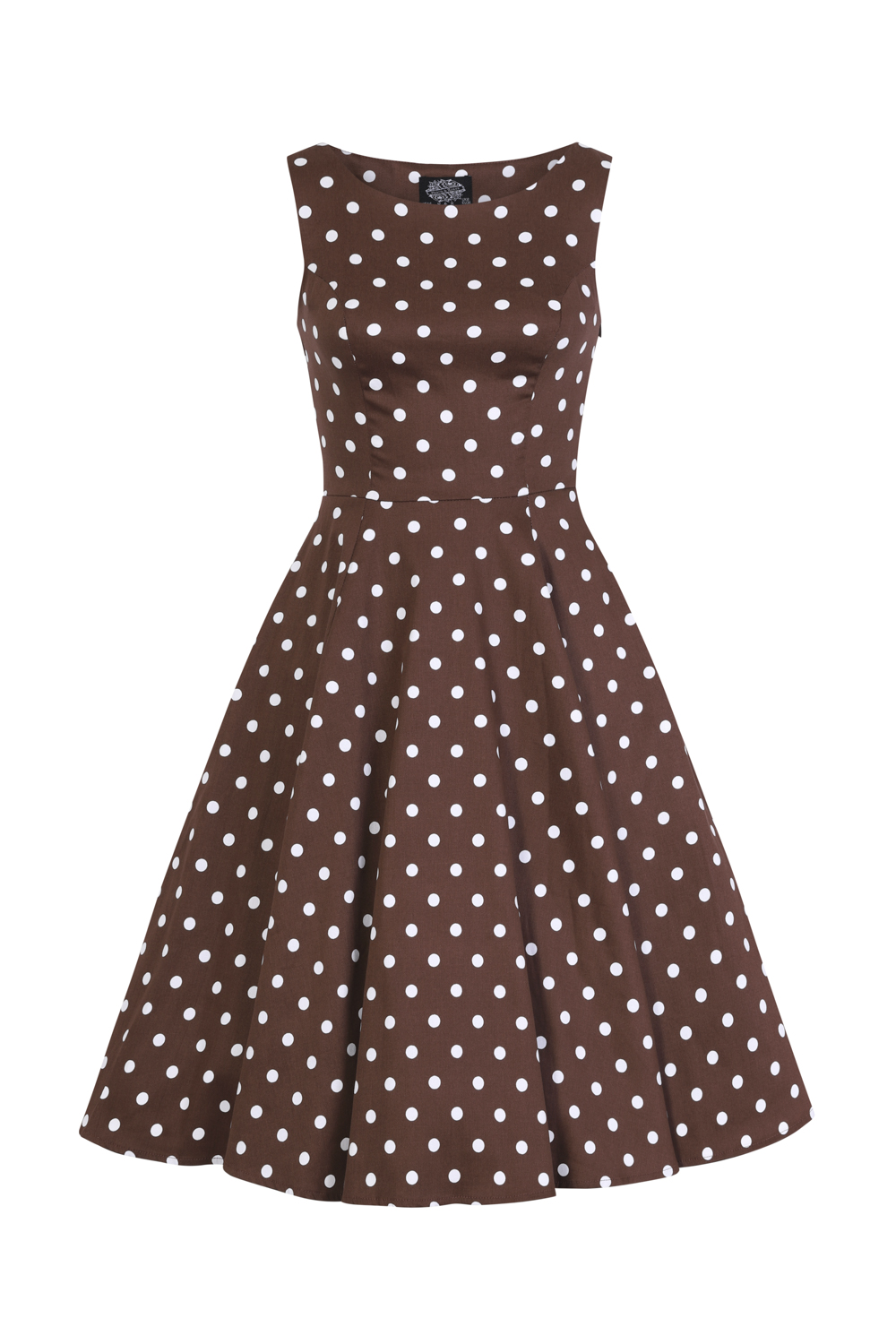 Cindy Polka Dot Swing Dress in Chocolate Brown